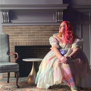 Selkie Rainbow Puff Dress